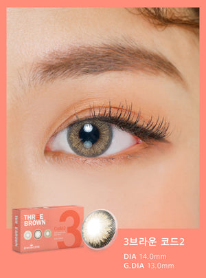 Three Brown Code2 Brown (2Pcs) Monthly (Buy 1 Get 1 Free) Colored Contacts